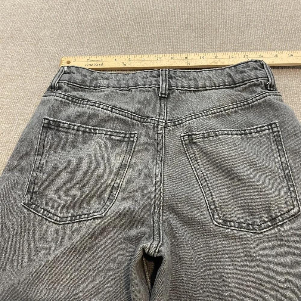 Zara Wide Leg Jeans Womens 6 Gray Charcoal Wash High Rise Relaxed Denim
